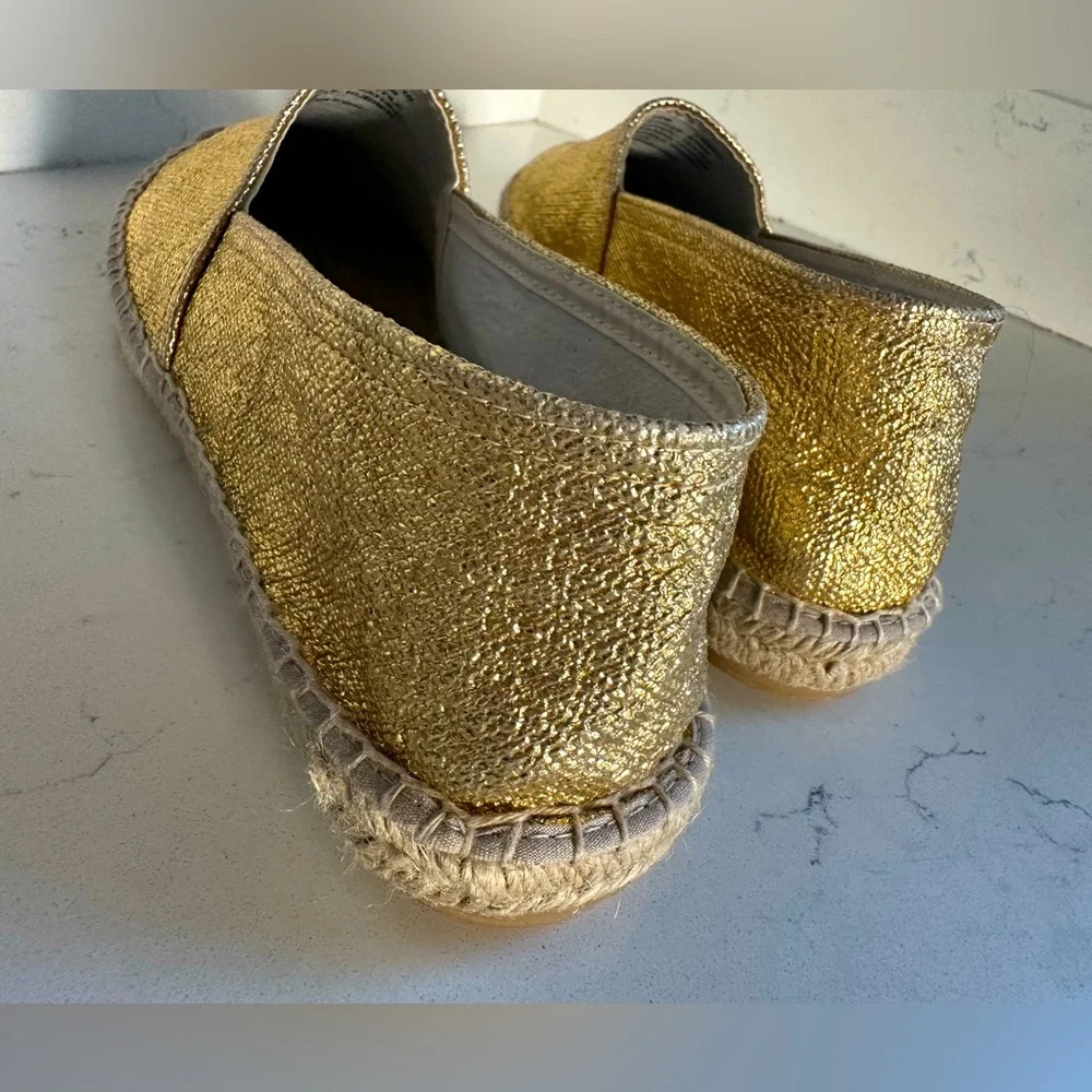 NWT‎ JCREW Made-in-Spain espadrille flats in metallic canvas sz 10.5